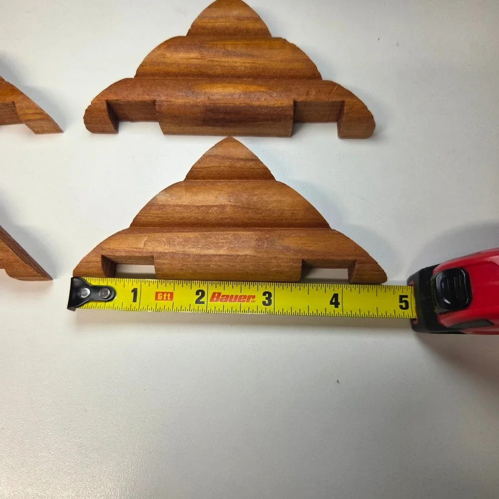 Lincoln Logs Wood Roof Support Gables Replacement Parts Set of 4 Brown